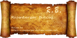 Rozenberger Bulcsú névjegykártya